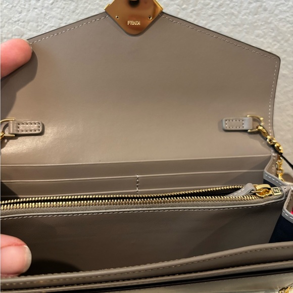 Fendi Brown Taupe Crossbody Wallet On Chain Shoulder Bag - Picture 9 of 14